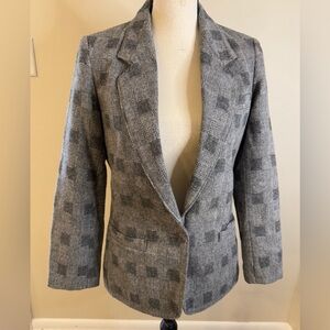 By Brooks gray checkered wool blend blazer SZ 7/8
